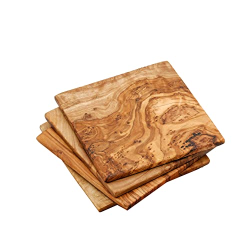 NATUREHOME Juego de 4 posavasos (madera de olivo, 9 cm) Cover