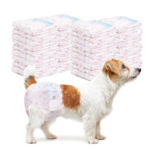Image of Disposable Dog Diapers Female 90 Count Puppy Diapers Female (Waist 11-18 in M) Super Absorbent Small Doggie Diapers for Heat Excitable Urination or Incontinence - Pink