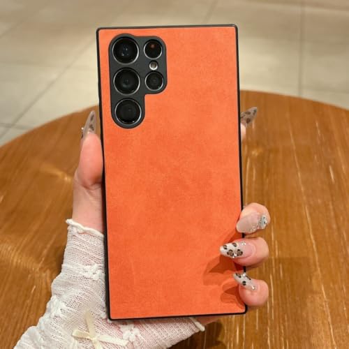 Étui en cuir Galaxy S22+ antichoc coque orange souple