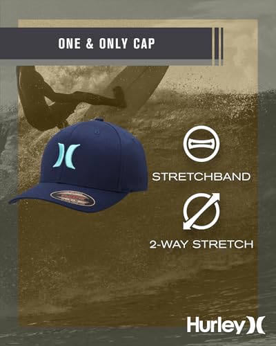 Image of Hurley Mens Textured Fitted Baseball Cap, Moisture Wicking, Curved Brim