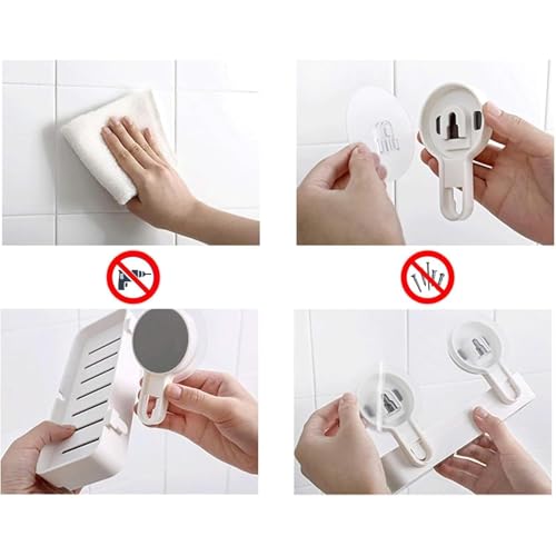 Image of 2 Pcs Twin Soap Dish Wall Mounted, BUYERZONE Double Layer Soap Holder for Bathroom, Self Adhesive Soap Stand with Drain Tray, Plastic Soap Case for Kitchen & Wash Basin Organizer (2, White)
