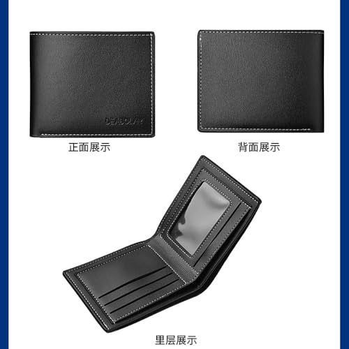 Image of Slim Wallet for Men with Coin Purse, Minimalist Wallet with Zipper, Bifold Mens Wallets with Credit Card Holder, PU Leather Men's Wallet with Money Clip, Carteras Para Hombres (BLACK D1)
