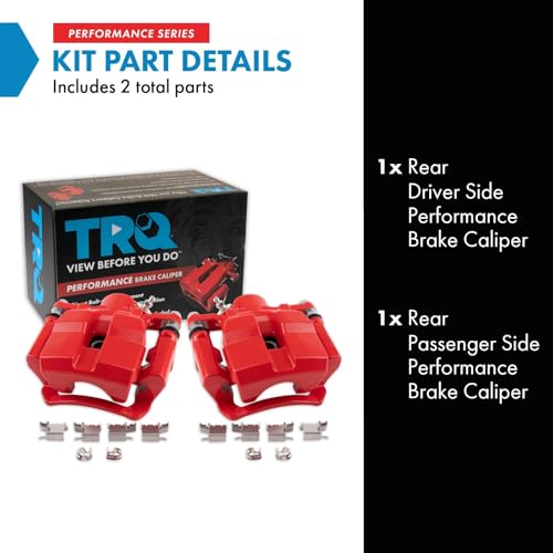 Image of TRQ Performance Rear Driver and Passenger Side Brake Caliper Set Caliper Brackets Hardware Compatible with 10-12 Lexus RX350 13-15 RX350 excluding Japan Built Models 14-19 Toyota Highlander