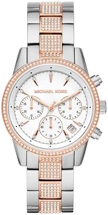 Michael Kors Women's Watch RITZ, 37 mm case size, Quartz Chronograph movement, Stainless Steel strap