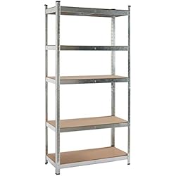 Estanteria Armazem KG KitHome - Estanteria Almacenaje 5 Baldas, 180x90x40cm, 175Kg por Balda, Galvanizada y MDF, GALVA 5B9040175K