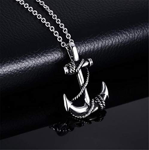 JczR.Y Cross Anchor Necklace Pendant Summer Beach Necklace Anchor Necklace for Women Men Retro Navy Soldier Surfer Anchor Necklace Blue Ocean Jewelry Gifts(silver)