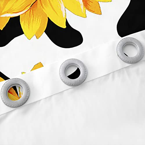 Cortinas de janela de girassol para quarto Sala de estar para crianças meninas meninos flores amarel