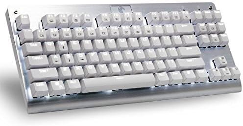 MechanicalEagle Z-77 White Backlit Mechanical Keyboard Tenkeyless Wired Gaming Keyboard with Blue Switches - White