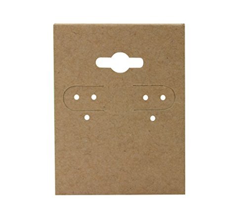 Pack of 100 - Kraft Hanging Earring Cards, Jewelry Display - Size: 1.5" x 2"