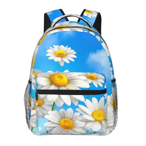 Mochila impermeable fácil de limpiar EdWal con diseño de margaritas para viaje y portátil