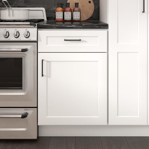 Image of Furinno Shaker Drawer Base Kitchen Cabinet with 1-Door, Ready to Assemble, 24 D x 21 W x 34.5 H, White