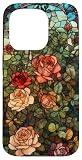 Picture of Gardener Vintage Leaves and Flowers Stained Glass Rose Case for iPhone 15 Pro