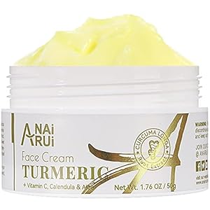 ANAI RUI Facial Moisturuzier, Turmeric Face Cream with Vitamin C for Hydrating, Firming, Tightening Skin, Turmeric Vitamin C Cream for Dark Spots, Dry Skin, 1.76 OZ