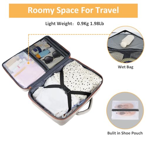 Image of Taygeer Backpack for Women, College Backpack with Laptop Compartment 40l | Travel Laptop Mochila Carry On Luggage with Shoe Pouch, Airline Approved Personal Item Bag for Weekender Hiking, Khaki White