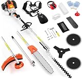 52CC Gas Powered Pole Saws, 6 in 1 2-Stroke Gas String Trimmer