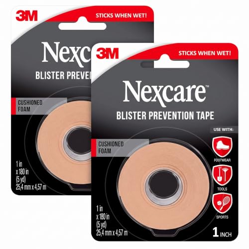 Nexcare Blister Prevention Tape, Waterproof Foam Medical Tape, Sticks Firmly to Skin to Help Prevent...