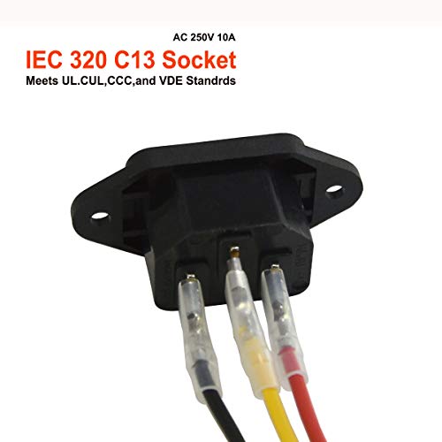 Filshu 3 Pack Ac 250V 10A Iec 320 C14 Panel Mount Plug Adapter Power Connector Socket With 3 Wires #TOP1
