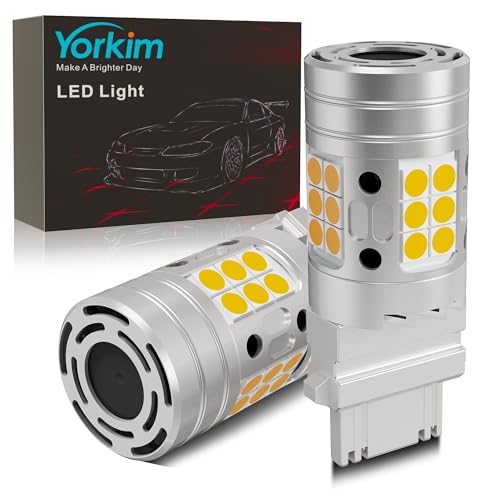 Yorkim Canbus 3157 Turn Signal Light Bulbs Anti Hyper Flash 3156 LED Bulb Amber with Cooling fan 500% Brighter 3156 3057 4157 4114 LED Bulb Pack of 2
