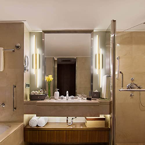 Image of PRESDE 40 inch LED Bathroom Vanity Light, Modern Brushed Gold Wall Bar Fixture Over Mirror Dimmable