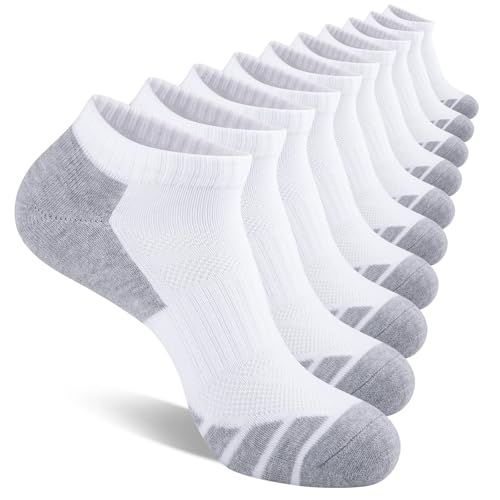 Heatuff 10 Pairs Men's Athletic Running Socks - Breathable Cushioned Low Cut Ankle Socks for Casual & Daily Wear