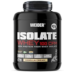 Weider Isolate Whey 100 CFM. Vanilla Flavour. Protein Powder with High-Quality Whey Protein Isolate. Highly Soluble. Up to 33 g Protein in 1 Portion. Without Aspartame. Low Sugar. 2 kg