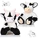 2 Animali di Foresta Giocattolo di Mucca Dinosauro e Giraffa in Peluche da 10 Pollici Simpatico Giocattolo Imbottito Morbido per Compleanno San Valentine Ufficio Casa (Stile Mucca)