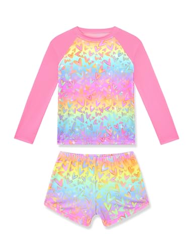 Image of Girls Rash Guard Swimsuit Two Piece Long Sleeve Bathing Suits