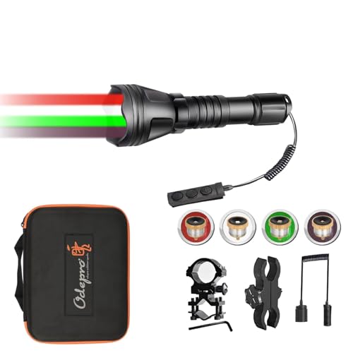 Odepro KL52 MAX Zoom LED Taschenlampe Aufladbar mit Weiß,Rot,Grün,IR850,Taktische Taschenlampen mit Fernschalter,855 Meter Leuchtweite,IPX6 Wasserdichte Leuchte für Camping,Wandern,Outdoor,Notfäll