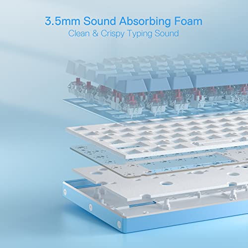 Redragon K556 Se Rgb Led Backlit Wired Mechanical Gaming Keyboard, Aluminum Base, 104 Keys Upgraded Socket, 3.5Mm Sound Absorbing Foams, Hot-Swap Linear Quiet Red Switch, Gradient Blue #TOP5