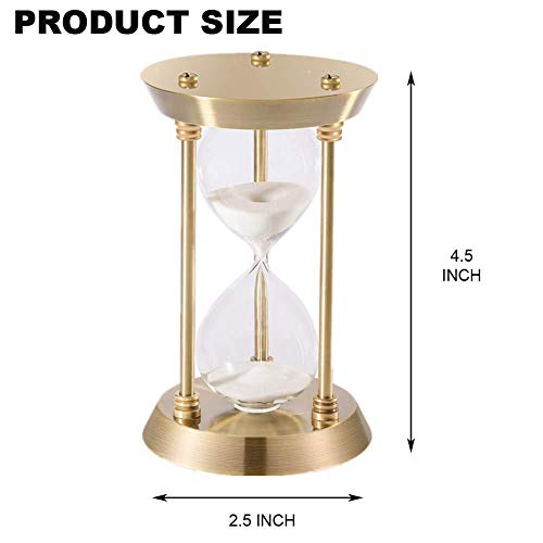 Brass Sand Timer 2 Minute Hourglass, Mini 4.5 Inch Metal White Sand Watch 2 Min, Vintage Hour Glass Sand Clock For Gifts, Decorative, Kitchen, Toothbrush Timer #TOP3