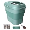 30-35 Lbs Dog Food Storage Container Collapsible Dog Food Container with Airtight Lids, Wheels, Scoop and 2pcs Food Storage Containers, Large Pet food storage for Dog, Cat (Green)
