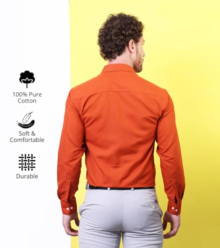 Image of CONTRARY Men's Pure Cotton Solid Stylish Casual & Formal Wear Shirt | Stylish Regular Fit Full Sleeve Comfortable Office Party Trendy Shirt - Multi Color
