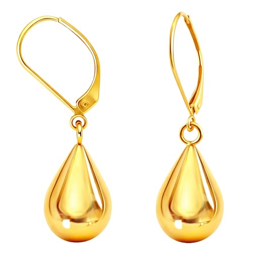 YBNGSMK 18k Gold Dangle Earrings for Women - Teardrop Leverback Earrings for Women Jewelry 1 Pair