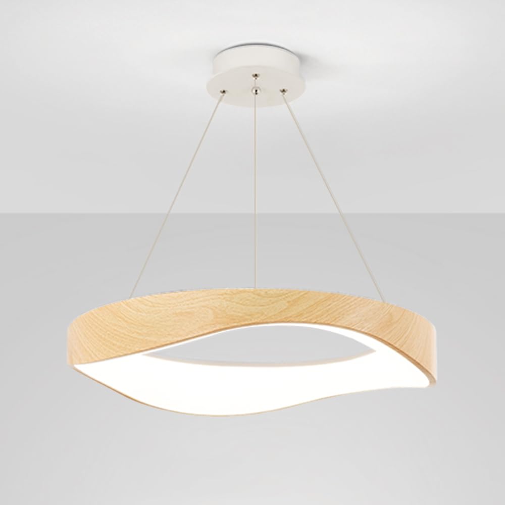 Suspension en métal à grain de bois LED 24W avec abat-jour acrylique