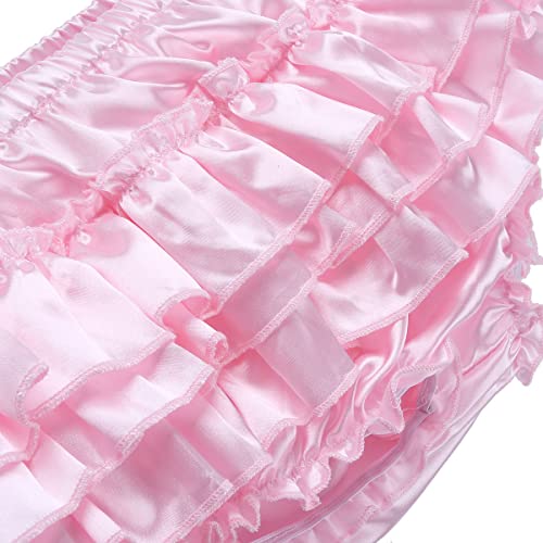 Men's Satiny Frilly Briefs Sissy Underwear Femboy Panties Tiered Ruffles Skirted Shorts Lingerie3