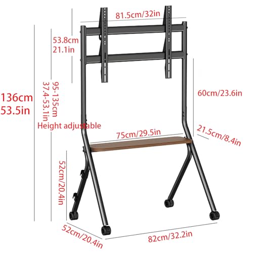 Soporte móvil para TV con ruedas, altura ajustable miniatura 2