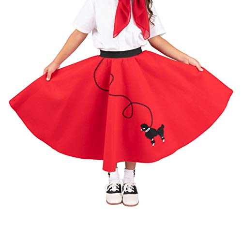 Hip Hop 50S Shop Child 4 Piece Poodle Skirt Costume Set (Red, Large) #TOP2