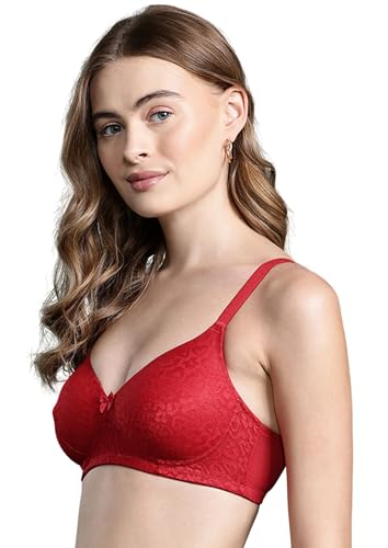 Image of Padded Non-Wired Medium Coverage T-Shirt Bra - Adjustable, Wire-Free, 92% Nylon /8% Spandex, Breathable Comfort - Sizes - (32 /34 /36 /38)