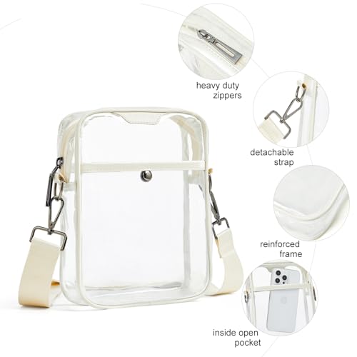 Image of LATMAP Clear Bag for Stadium Events 12x6x12 Clear Purse with 3-Zipper Pockets Crossbody Handbag Tote for Concerts Sports