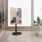 AOKCOS Rolling TV Stand for 32-65 Inch Screens,Mobile TV Cart with 90°Rotation & 12° Tilt,Portrait to Landscape,10-Level Height Adjustable for Business,Office,Studio,Home, Max VESA 400×400mm