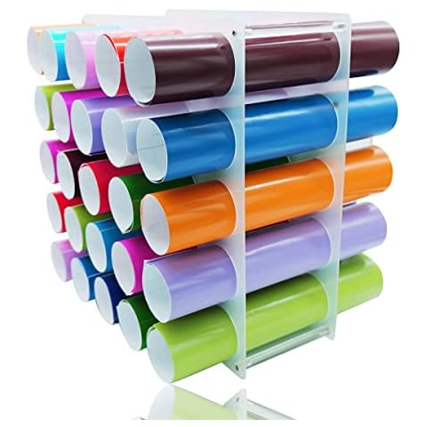EatPitaya Vinyl Storage Rack 25 Vinyl Rolls, Easy to Assemble Craft Room Vinyl Roll Holder for up to 25 Vinyl Rolls (12.2 x 12.2 " ,Aperture 2") Cover