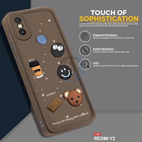Image of AESTMO Back Case Cover for Redmi Y2 Cover | Cute Fun Cartoon 3D Ball | Coffee Silicone Case | Full Body Protection | Camera Protection Back Cover for Redmi Y2 (Brown)