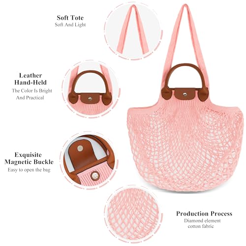 Bolso de red tejido Hibala para mujer, malla, playa, hobo miniatura 4