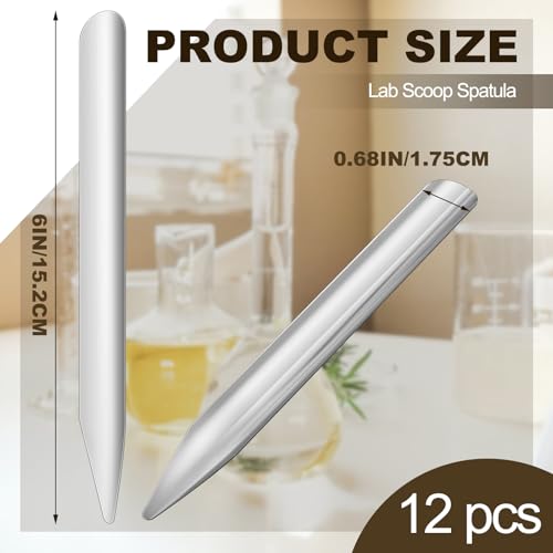Zonon 12 Pcs 6 Inch Lab Spatula Stainless Steel Lab Scoop Spatula with Rounded Pointed Ends Laboratory Curved Metal Bead Scoop for Scooping Transferring Mixing Powders Pastes Classrooms Tool