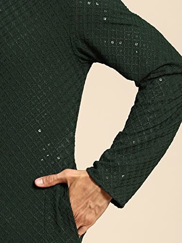 Image of Rajubhai Hargovindas Men Chikankari and Sequin Work Kurta