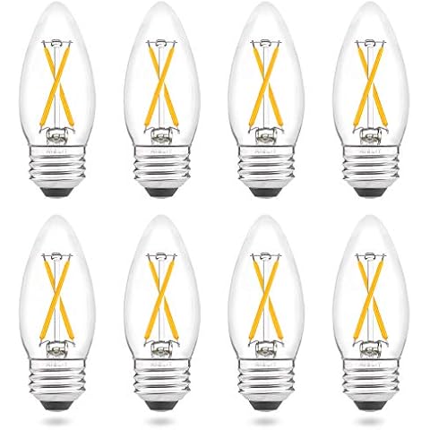 AIELIT B11 Vintage E26 LED Candelabra Light Bulbs, 2W (25W Equivalent), Soft White 3000K, Clear Glass, 200 Lumens, Dimmable LED Edison Bulb for Chandelier Ceiling Fan Pendant Lights, 8 Pack Cover
