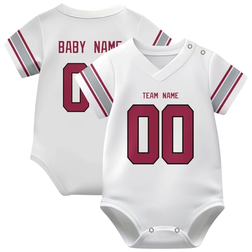Image of KREDE Baby Clothes Unisex Bodysuit Jersey Style Custom Name Number for Baby Boys