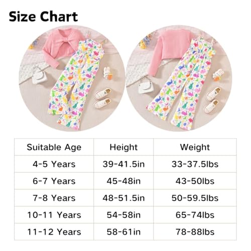 Image of HIHA Girls Sleeveless Jumpsuits Outfit Long Sleeve Twist Front Tops Romper Clothes Set Size 4-12