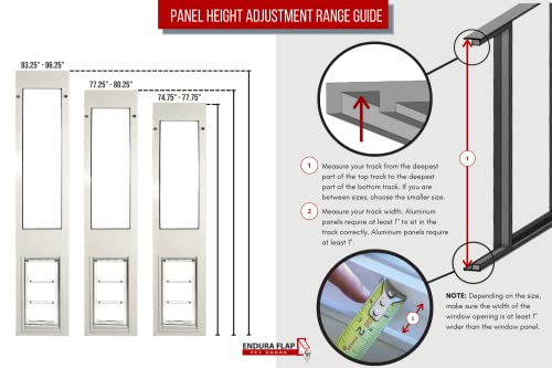 Endura Flap Pet Door Thermo Panel 3E - Large Flap (10" X 19"), Height Range (93.25" - 96.25") White Aluminum Frame #TOP1