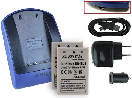 Lot 2 Batteries EN-EL5 + Chargeur LCD USB – Compatible Nikon Coolpix P530, P520, P510, P100, P90…